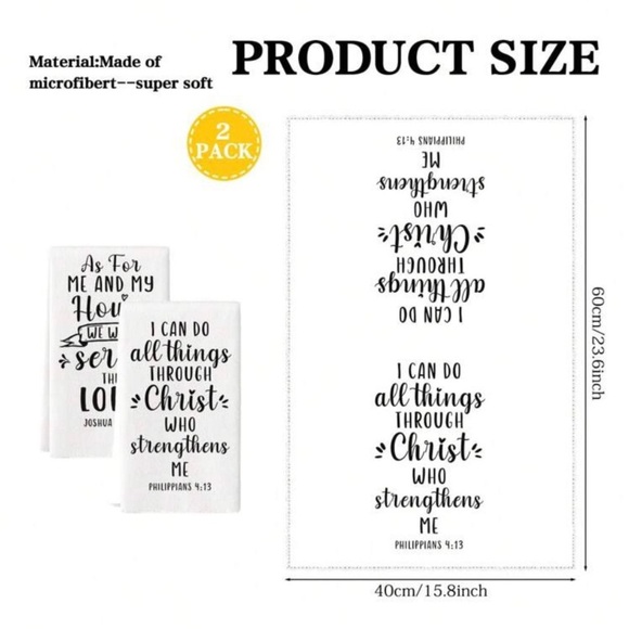 Christian Bible Verse White Hand Towels, Set of 2 - Picture 2 of 5